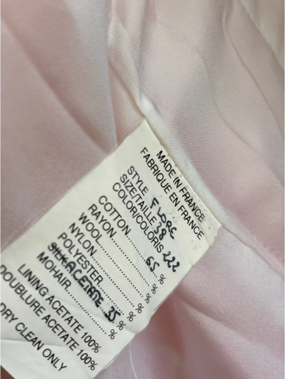 Vintage French Pink Brocade Blazer Pearl Buttons Coquette Jackie O EU 38 - Picture 7 of 8